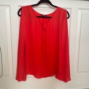 XOXO Blouse with Flare sleeves.Slit Through Sleeve and Key Hole neckline. Size S